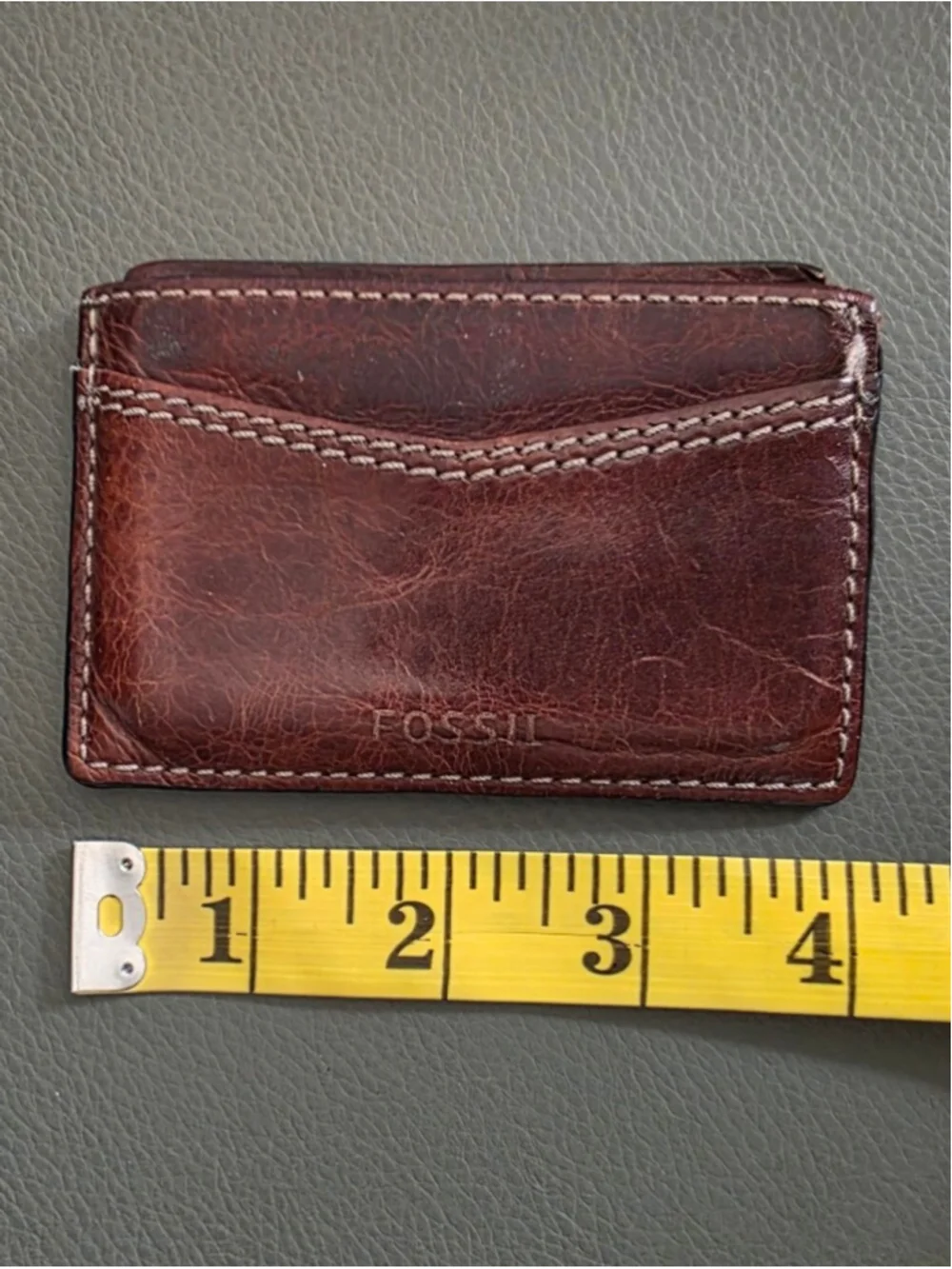 Fossil Brown Leather Money Wallet Card Holder Minimalist Front Pocket Wallet